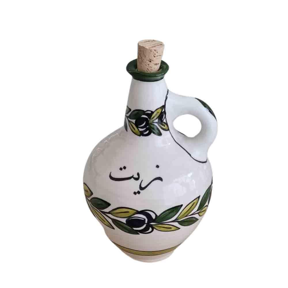 Fyrouzi - Oil Jug And Olive Painted Serving Dish Set - 2pcs