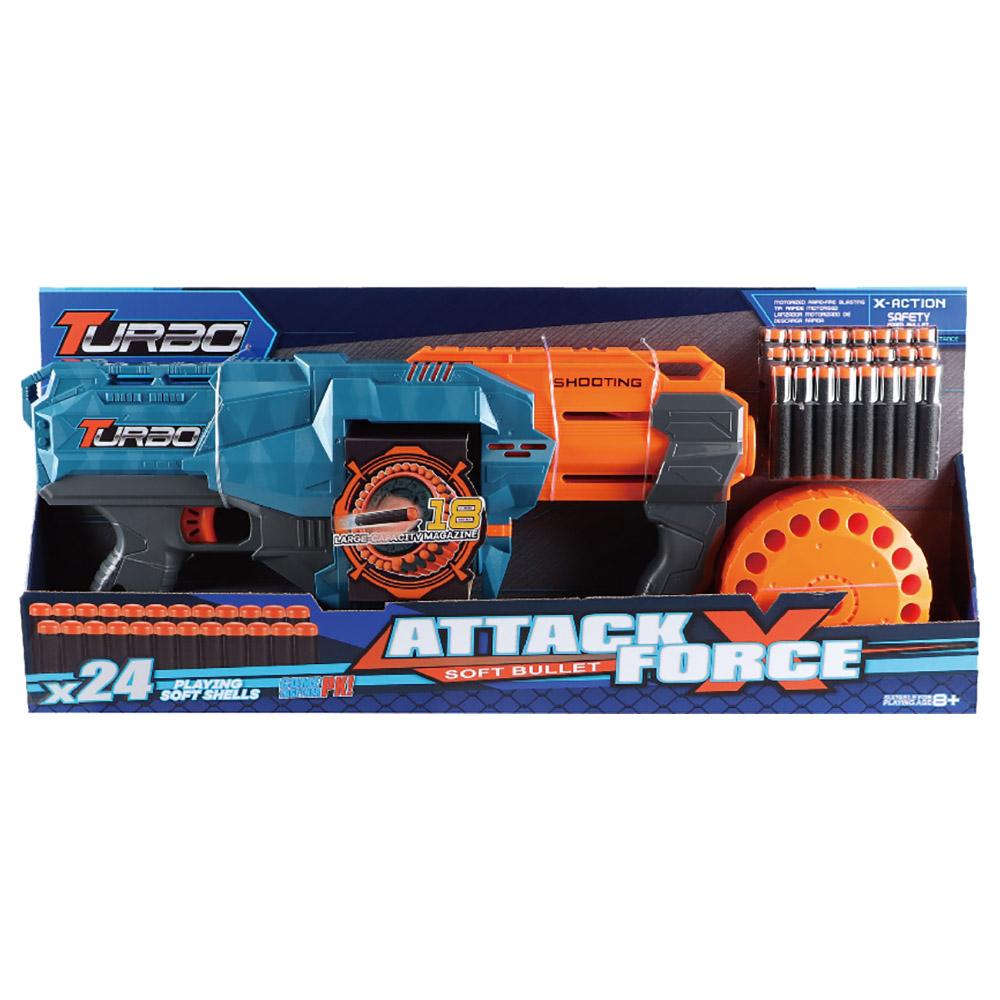 Stem - Attack X Force Manual Soft Bullet Gun With 24 Soft Shells - Blue/Orange