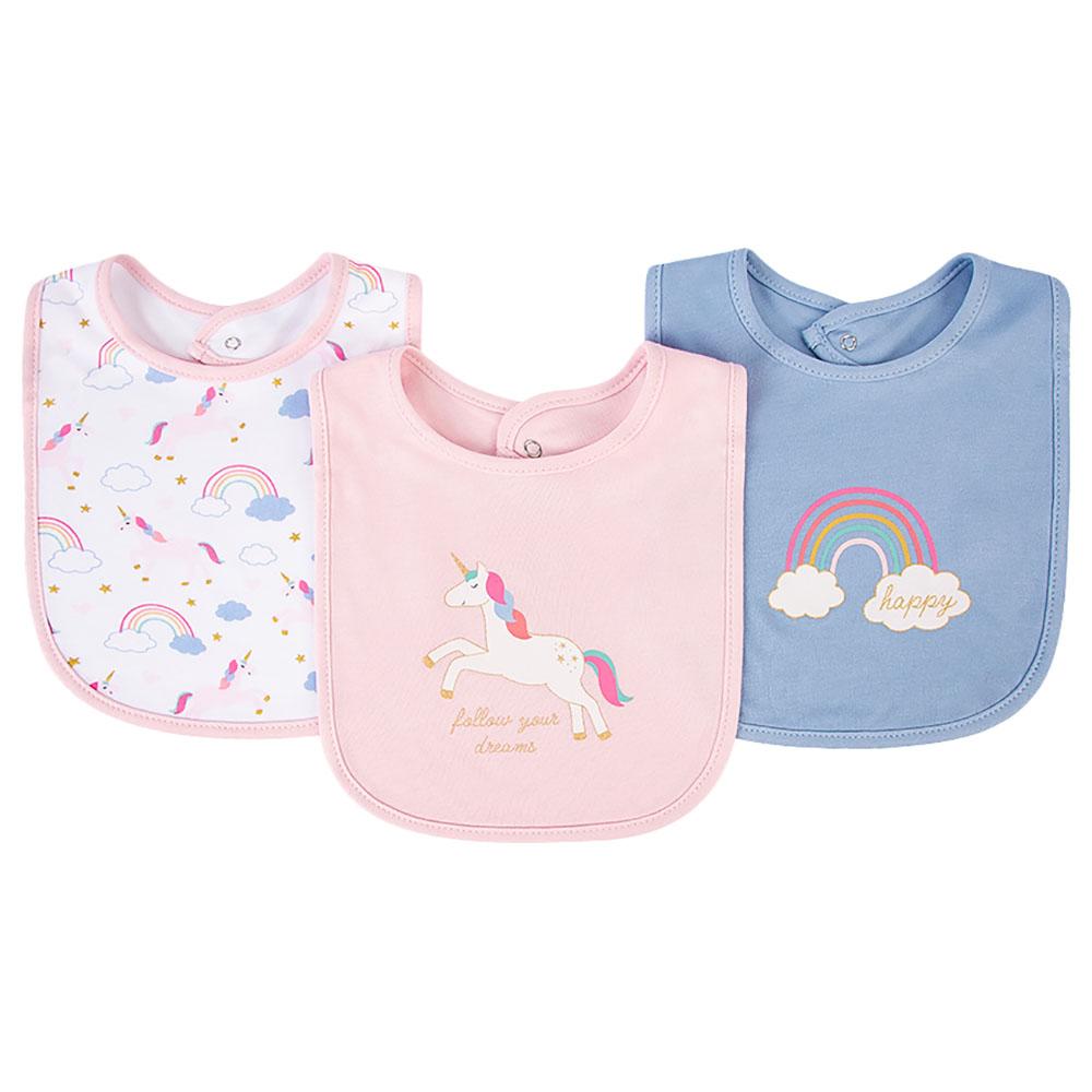 Hudson Childrenswear - 3pc-Set - Bamboo Bibs - Unicorn & Rainbows