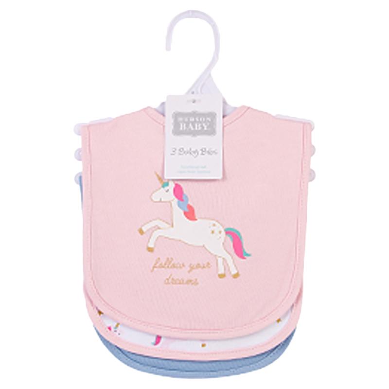 Hudson Childrenswear - 3pc-Set - Bamboo Bibs - Unicorn & Rainbows