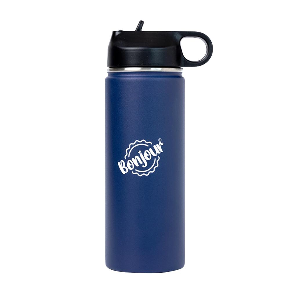 Bonjour - Sip Box Stainless Steel Water Bottle - Navy Blue - 500 ml