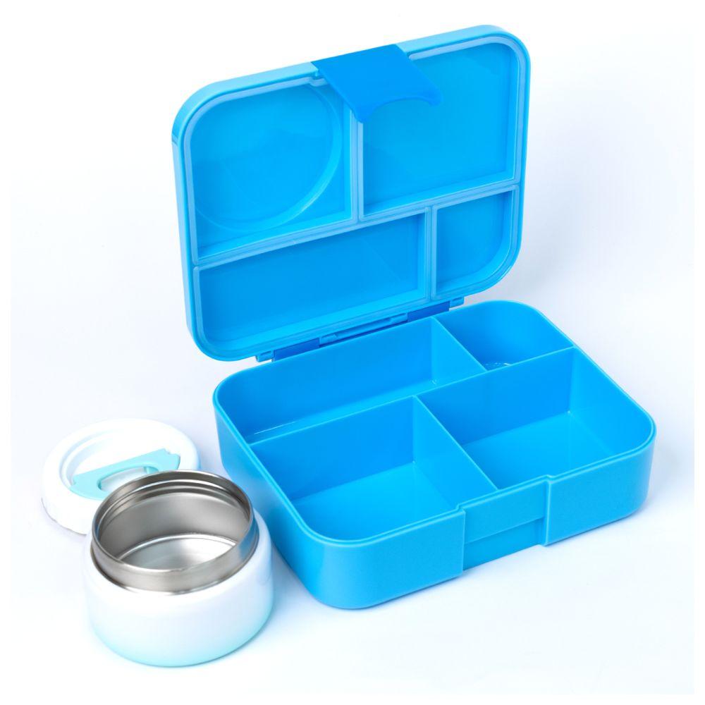 Bonjour - Therm Bento 4/6 Compartment Lunch Box With Food Jar - Blue