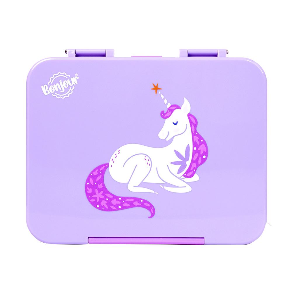 Bonjour - 4/6 Compartment Uni Lock Tiff Lunch Box - Pink Unicorn