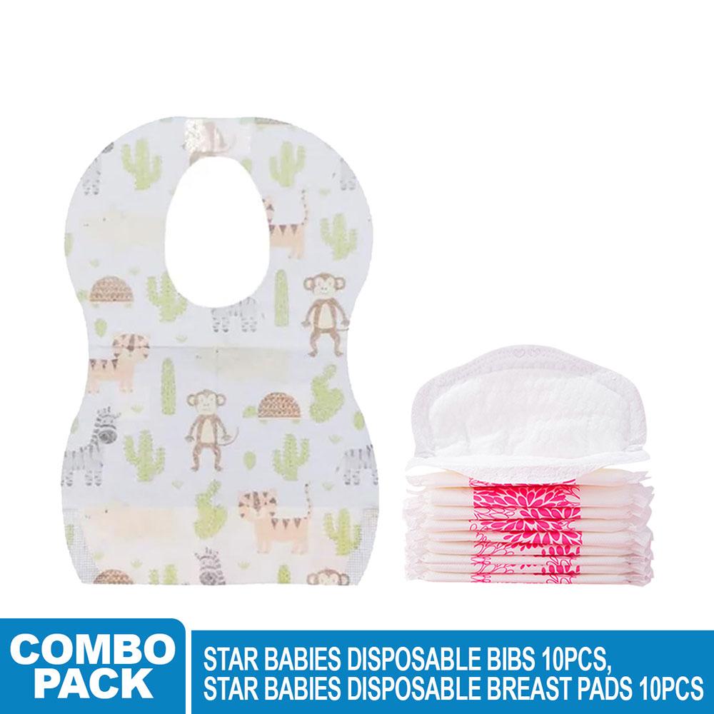 Star Babies - Disposable Bibs 10pcs With Breast Pad 10pcs - Animal