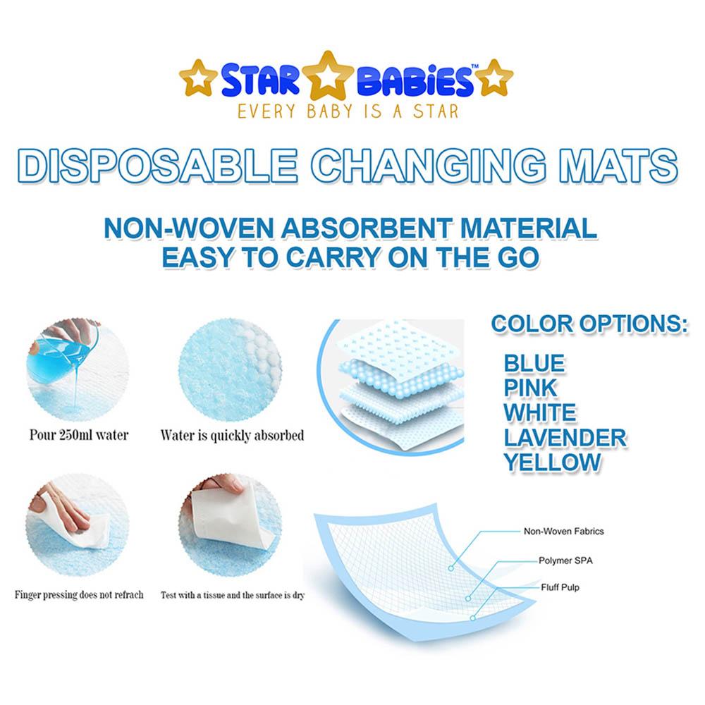 Star Babies - Deposable Changing Mat 10pcs With Powder Puff - Blue