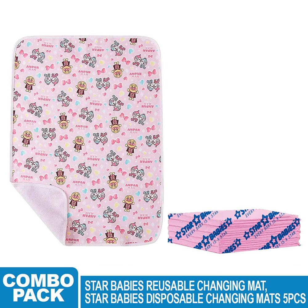 Star Babies - Reusable Changing Mat & Changing Mat 5pcs - Pink