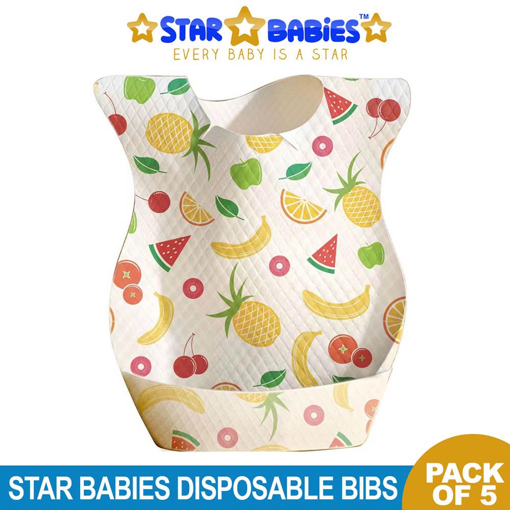 Star Babies - Disposable Bibs - Pack of 5 - Fruits Printed