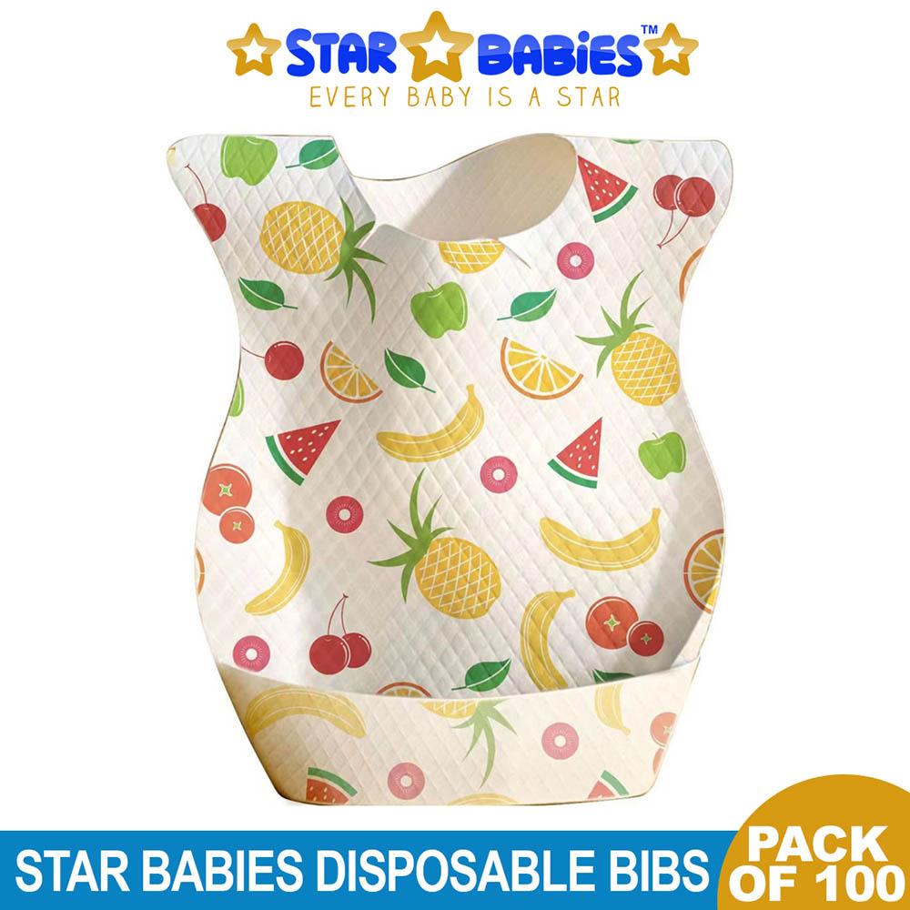 Star Babies - Disposable Bibs - Pack Of 100 - Fruits Printed