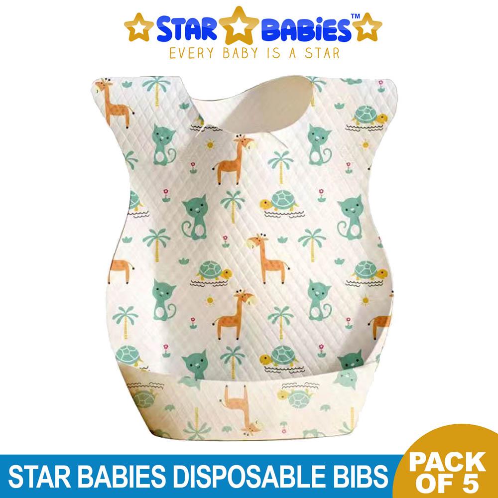 Star Babies - Disposable Bibs - Pack of 5 - Giraffe Print