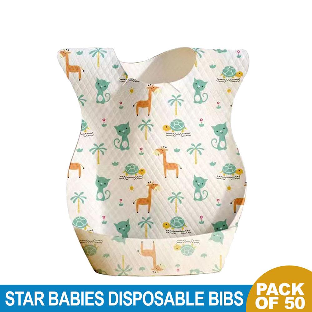 Star Babies - Disposable Bibs - Pack Of 50 - Giraffe Print