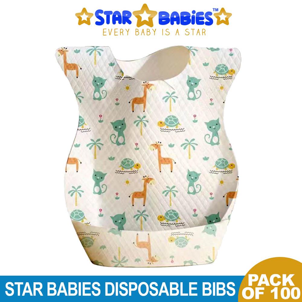 Star Babies - Disposable Bibs - Pack Of 100 - Giraffe Print