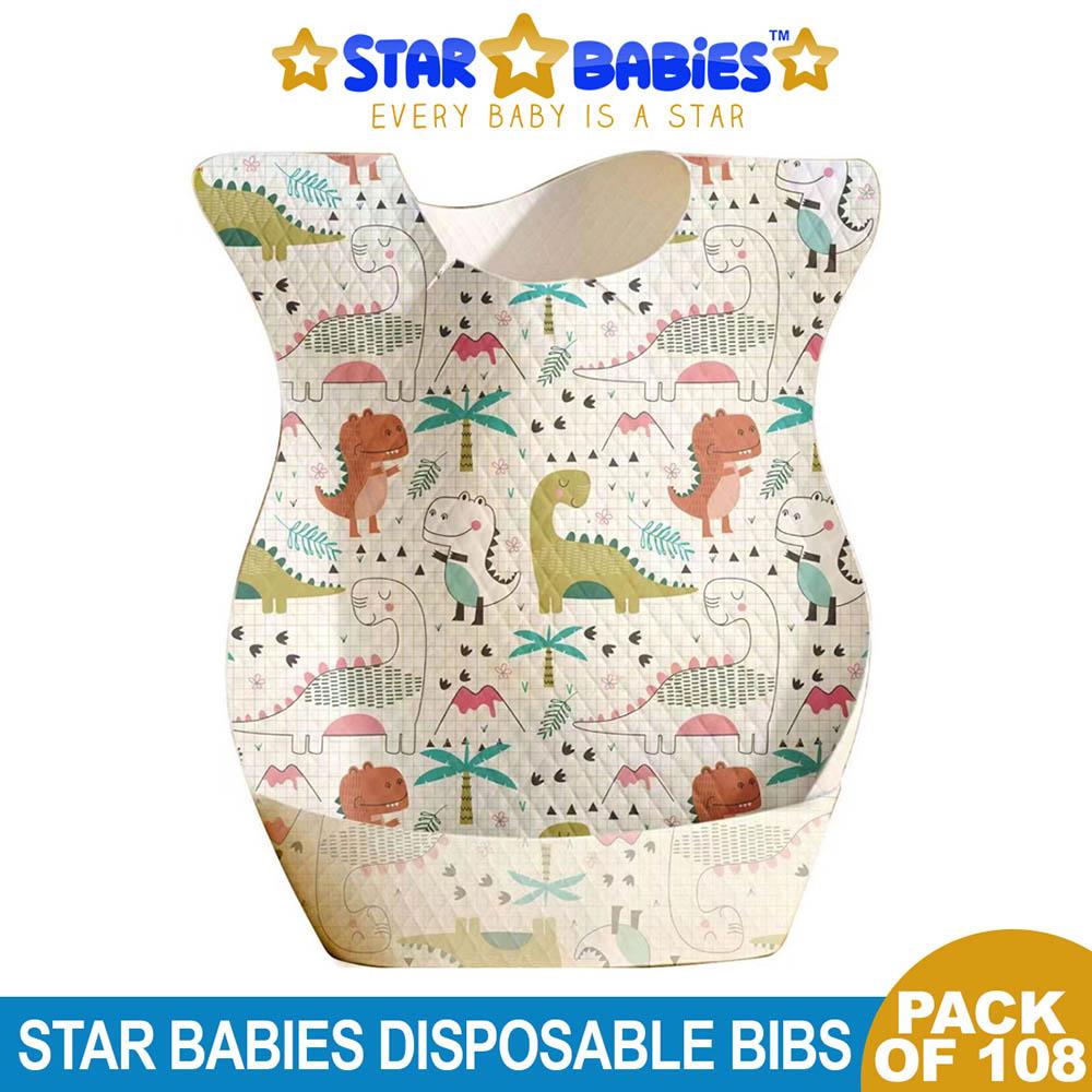 Star Babies - Disposable Bibs - Pack Of 108 - Dinosaur Print