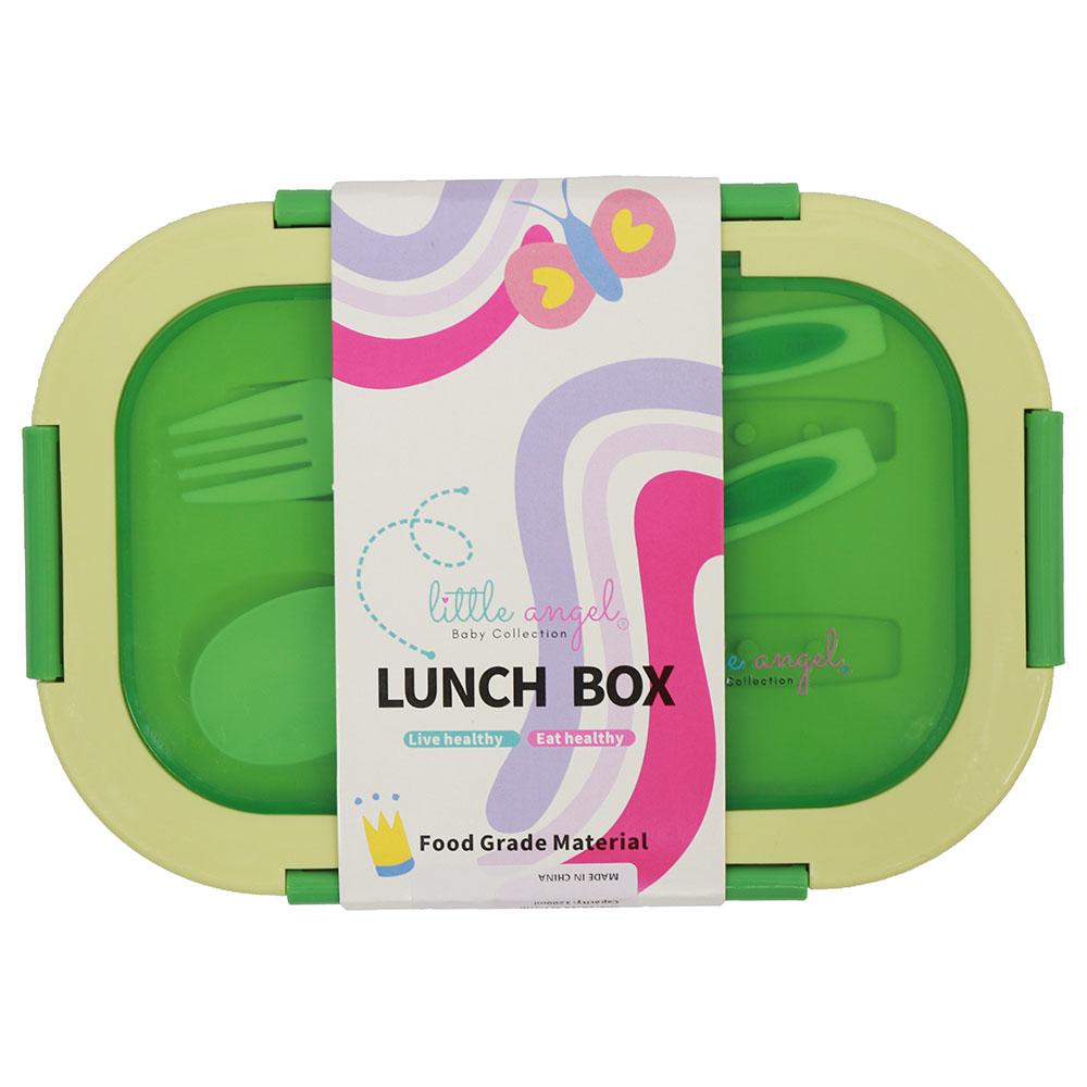 Little Angel - Kid's Lunch Box 2 Layered With Cutlery - Green