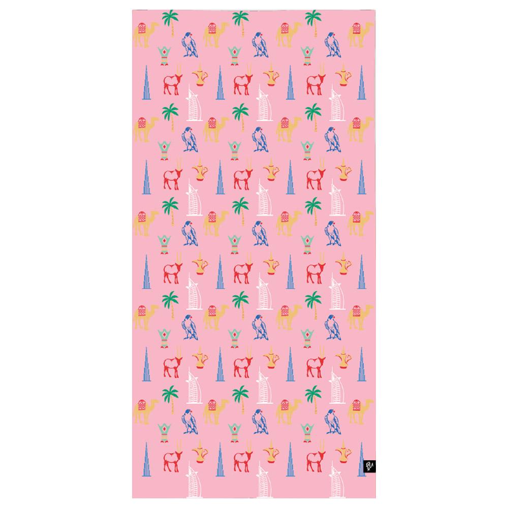 Bu Towel - UAE Icons Beach Towel For Kids - Pink - Large