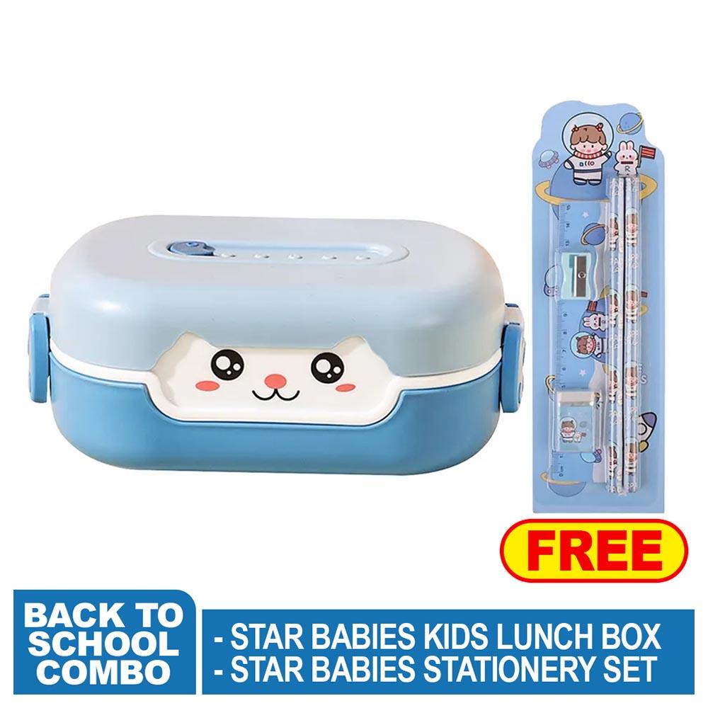 Star Babies - Kids Lunch Box - Blue w/ Stationery Set - Blue