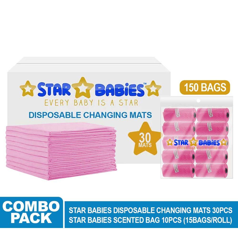 Star Babies - Changing Mat - 45 x 60 cm - 30pcs w/ Scented Bag - 150pcs - Pink