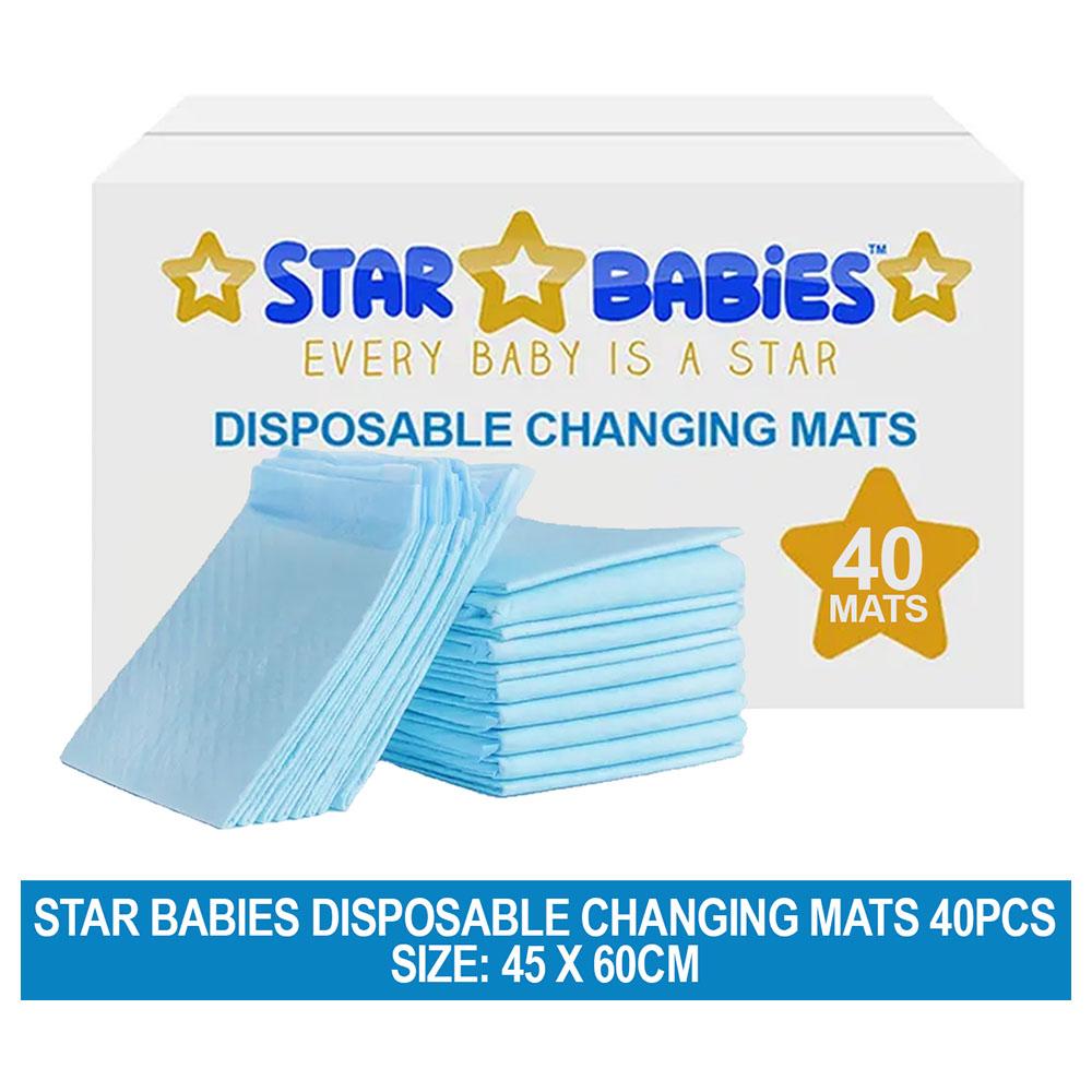 Star Babies - Disposable Changing Mat - L - 45 X 60 cm - 40pcs - Blue