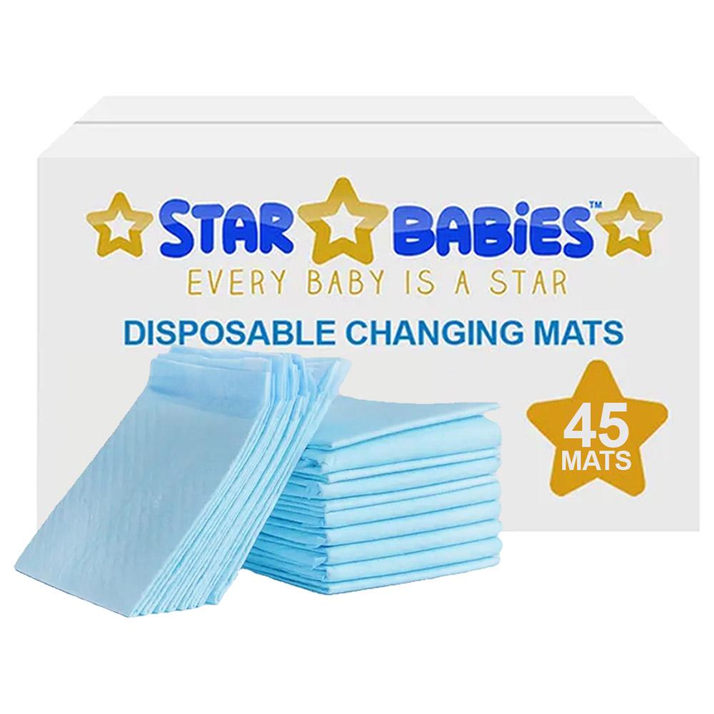 Star Babies - Disposable Changing Mat - L - 45 X 60 cm - 45pcs - Blue