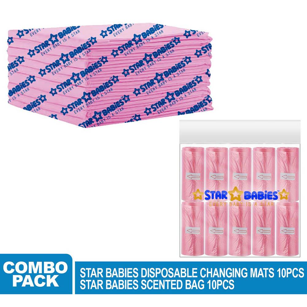 Star Babies - Disposable Changing Mat w/ Scented Bag - 10pcs - Pink