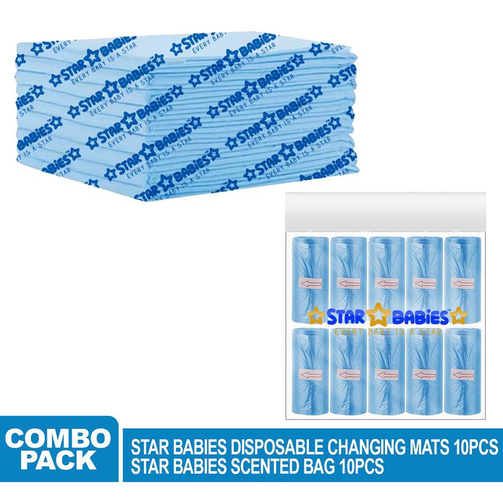 Star Babies - Disposable Changing Mat w/ Scented Bag - 10pcs - Blue