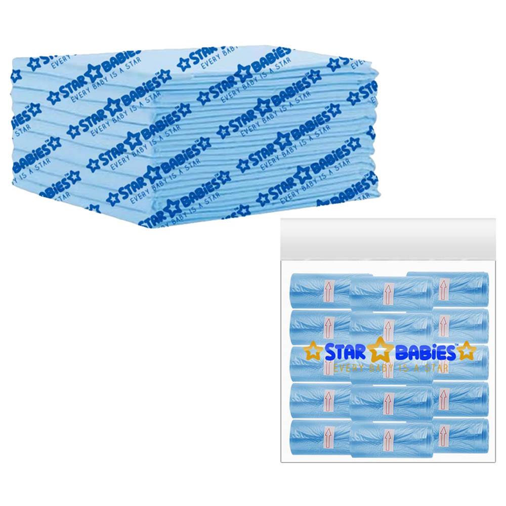 Star Babies - Disposable Changing Mat w/ Scented Bag - 15pcs - Blue