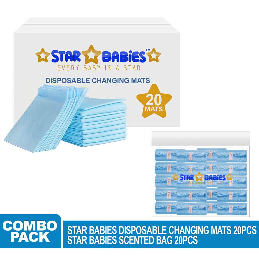 Star Babies - Disposable Changing Mat w/ Scented Bag - 20pcs - Blue