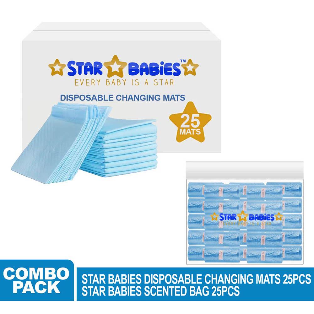 Star Babies - Disposable Changing Mat w/ Scented Bag - 25pcs - Blue