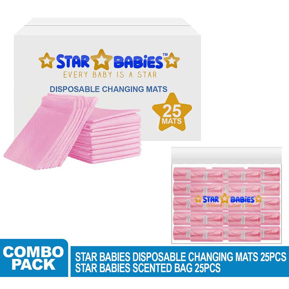 Star Babies - Disposable Changing Mat w/ Scented Bag - 25pcs - Pink