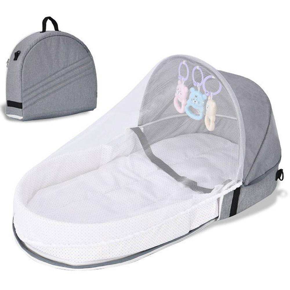 Star Babies - Baby Sleeping Mosquito Bed - Grey w/ Bath Support & Powder Puff - Blue