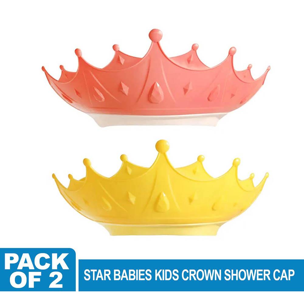 Star Babies - Adjustable Crown Kids Shower Cap - Pink/Yellow