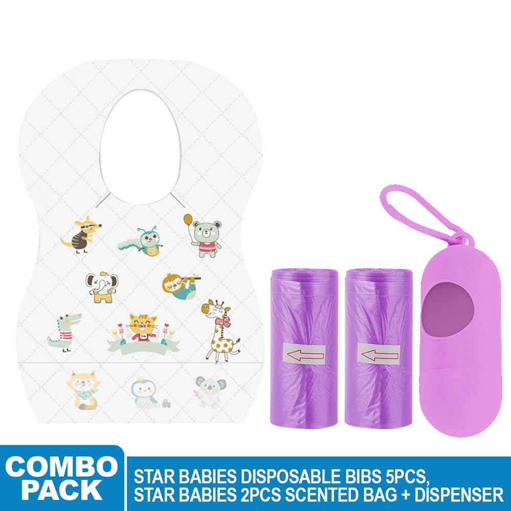 Star Babies - Disposable Bibs Animal Print 5pcs w/ Scented Bag 2pcs & Dispenser - Lavender