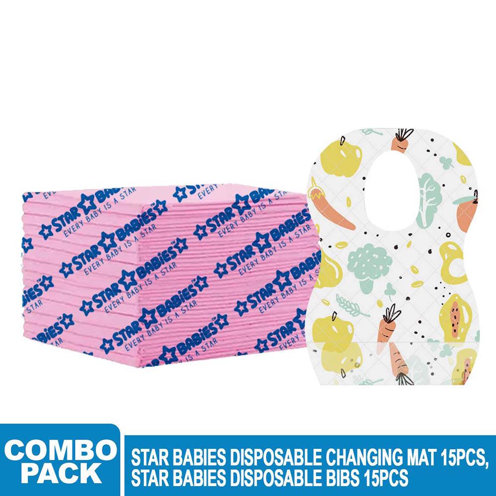 Star Babies - Disposable Bibs Fruits Print 15pcs w/ Changing Mat 15pcs - Pink