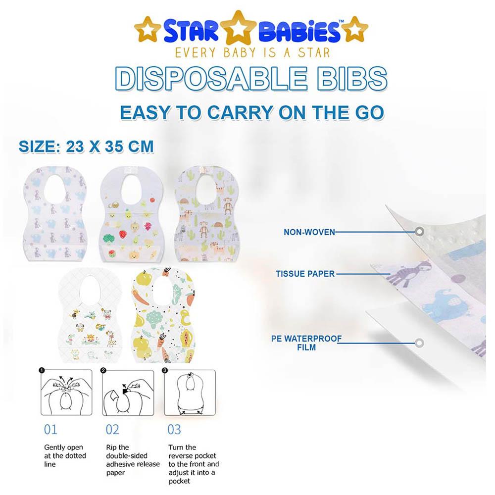 Star Babies - Disposable Bibs Fruits Print 15pcs w/ Changing Mat 15pcs - Pink