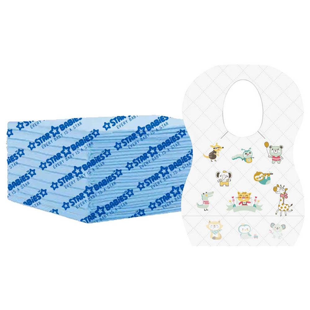 Star Babies - Disposable Bibs Animal Print 10pcs w/ Changing Mat 10pcs - Blue