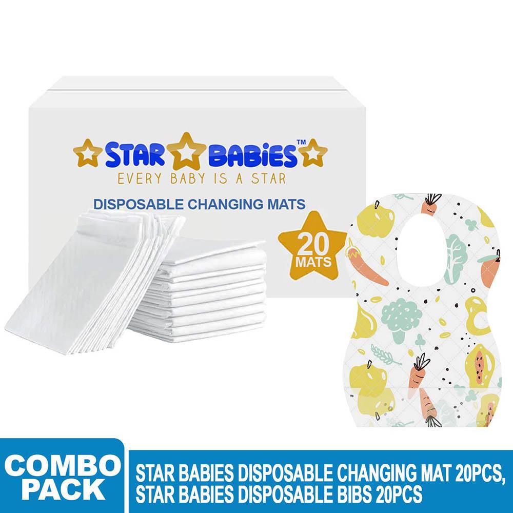 Star Babies - Disposable Bibs Fruits Print 20pcs w/ Changing Mat 20pcs - White