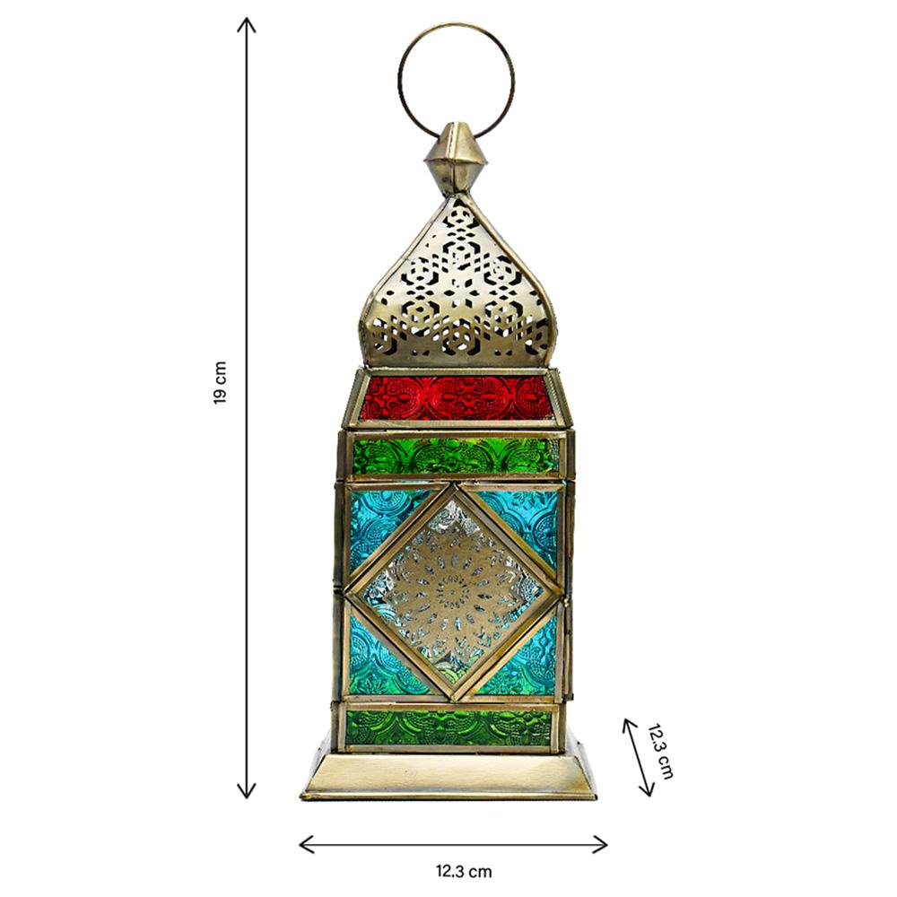 Hilalful - Multicoloured Cairo Brass Antique Glass Lantern