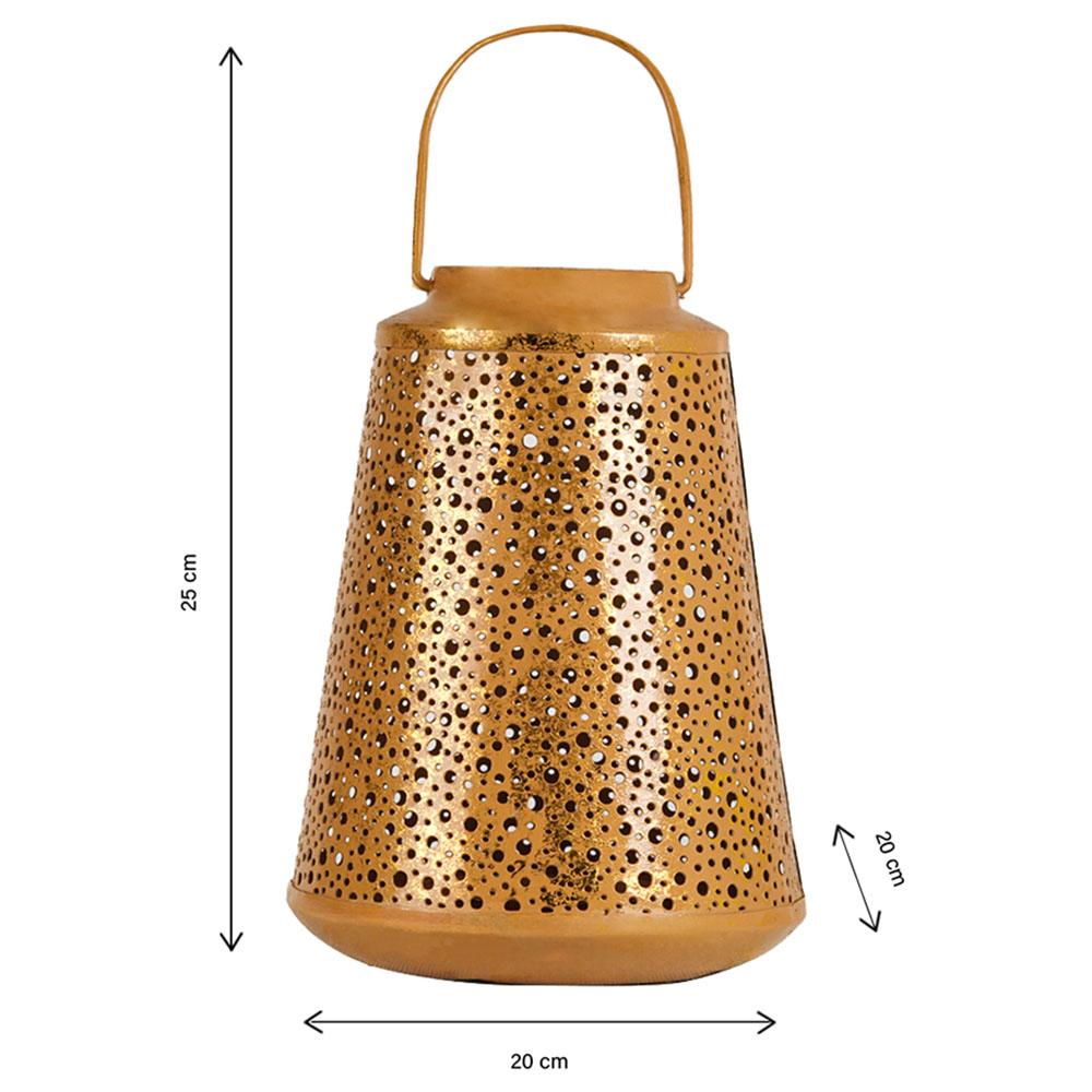 Hilalful - Polka-Dot Carved Lantern - Gold