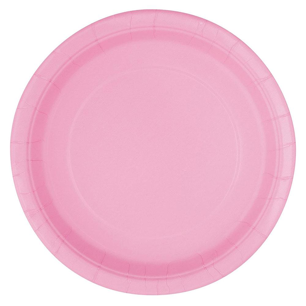 Unique - Round Party Plate - Lovely Pink - 18 cm - Pack of 8