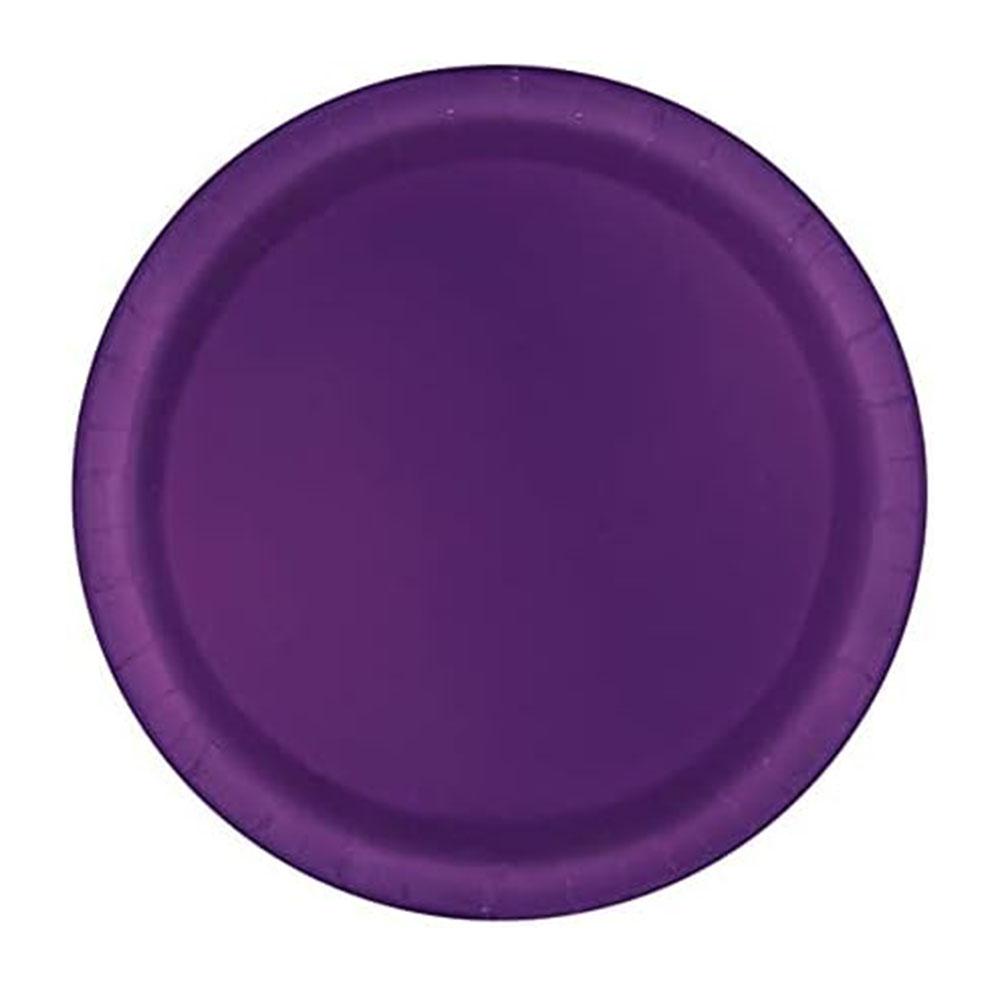 Unique - Round Party Plate - Deep Purple - 23 cm - Pack of 8