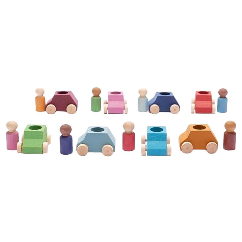 Lubulona - Wooden Cars With Figures - 8pcs