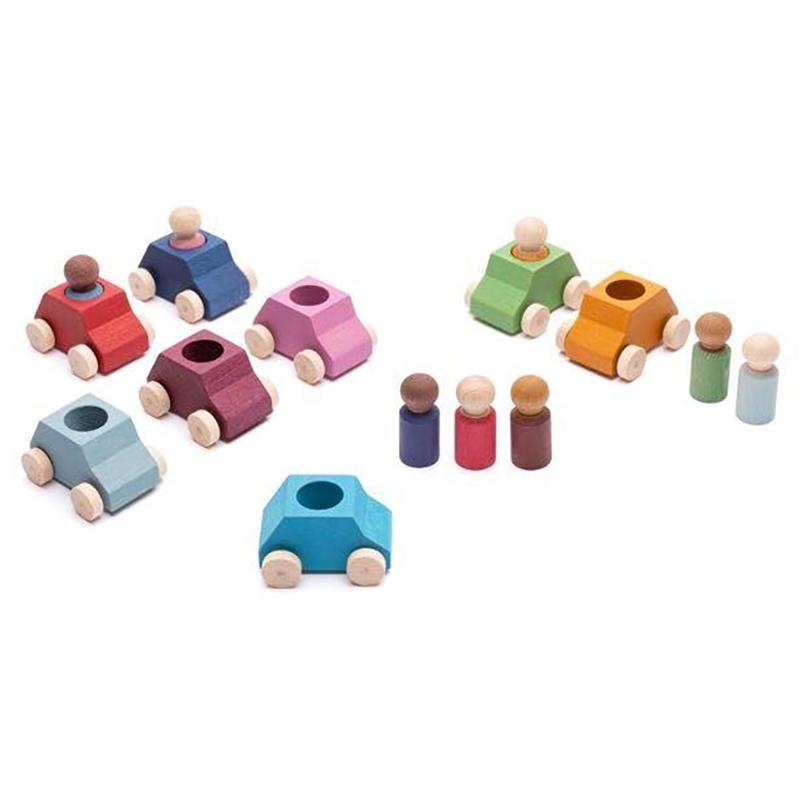 Lubulona - Wooden Cars With Figures - 8pcs