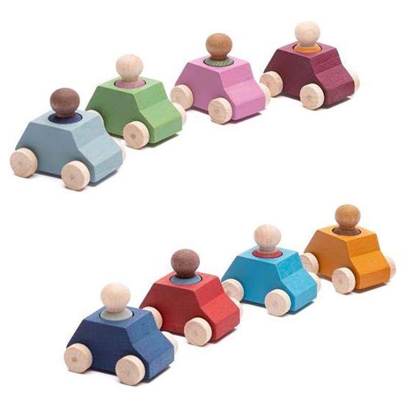 Lubulona - Wooden Cars With Figures - 8pcs