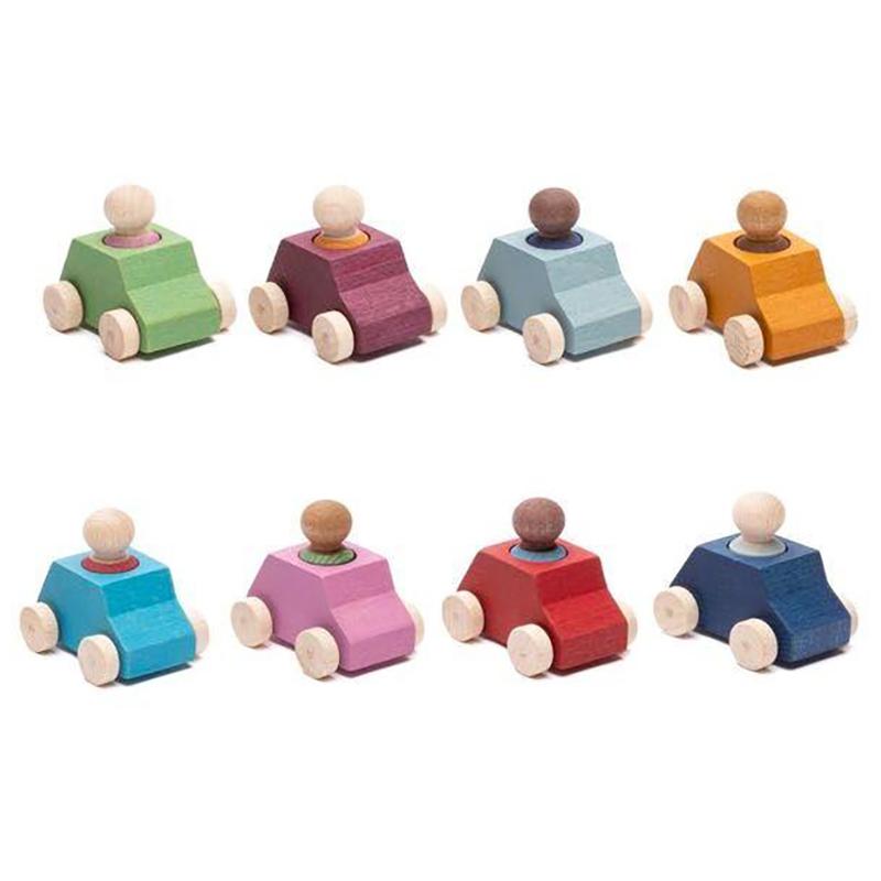 Lubulona - Wooden Cars With Figures - 8pcs