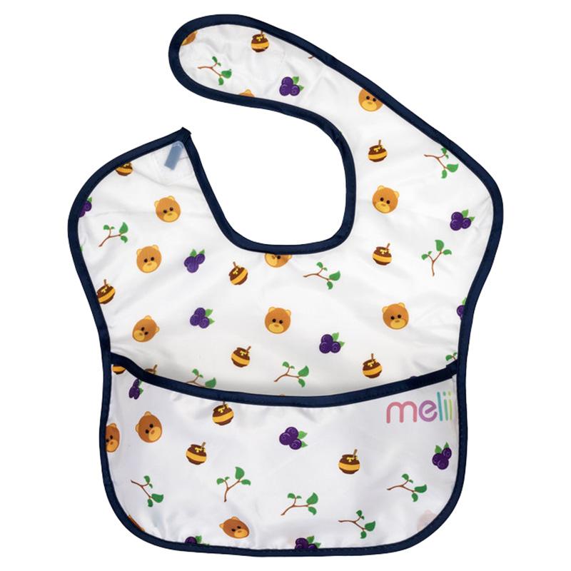 Melii - Fold Up Bib - 2pcs - White & Navy Bear 