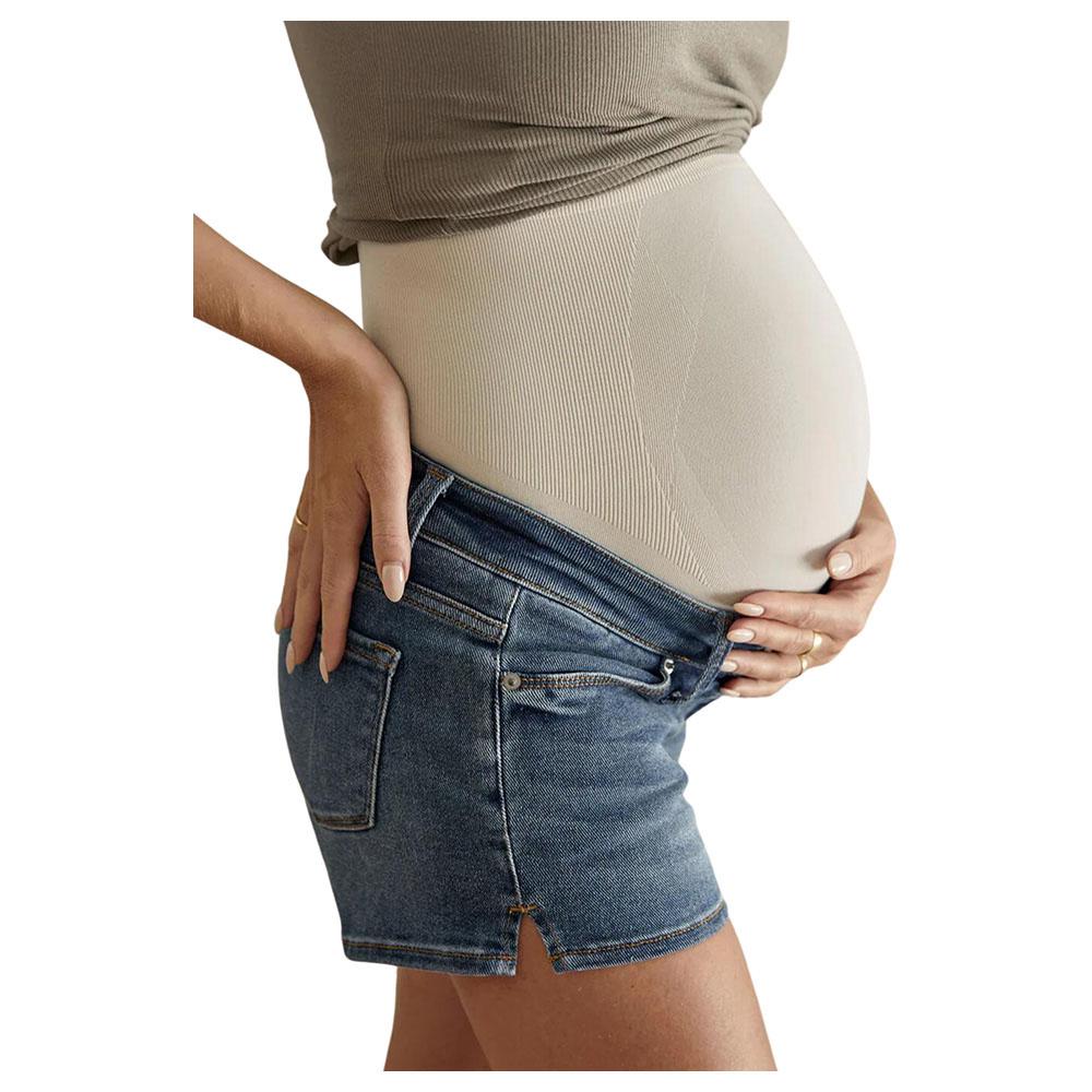 Mums & Bumps - Blanqi - Maternity Belly Support Denim Shorts - Indigo Wash