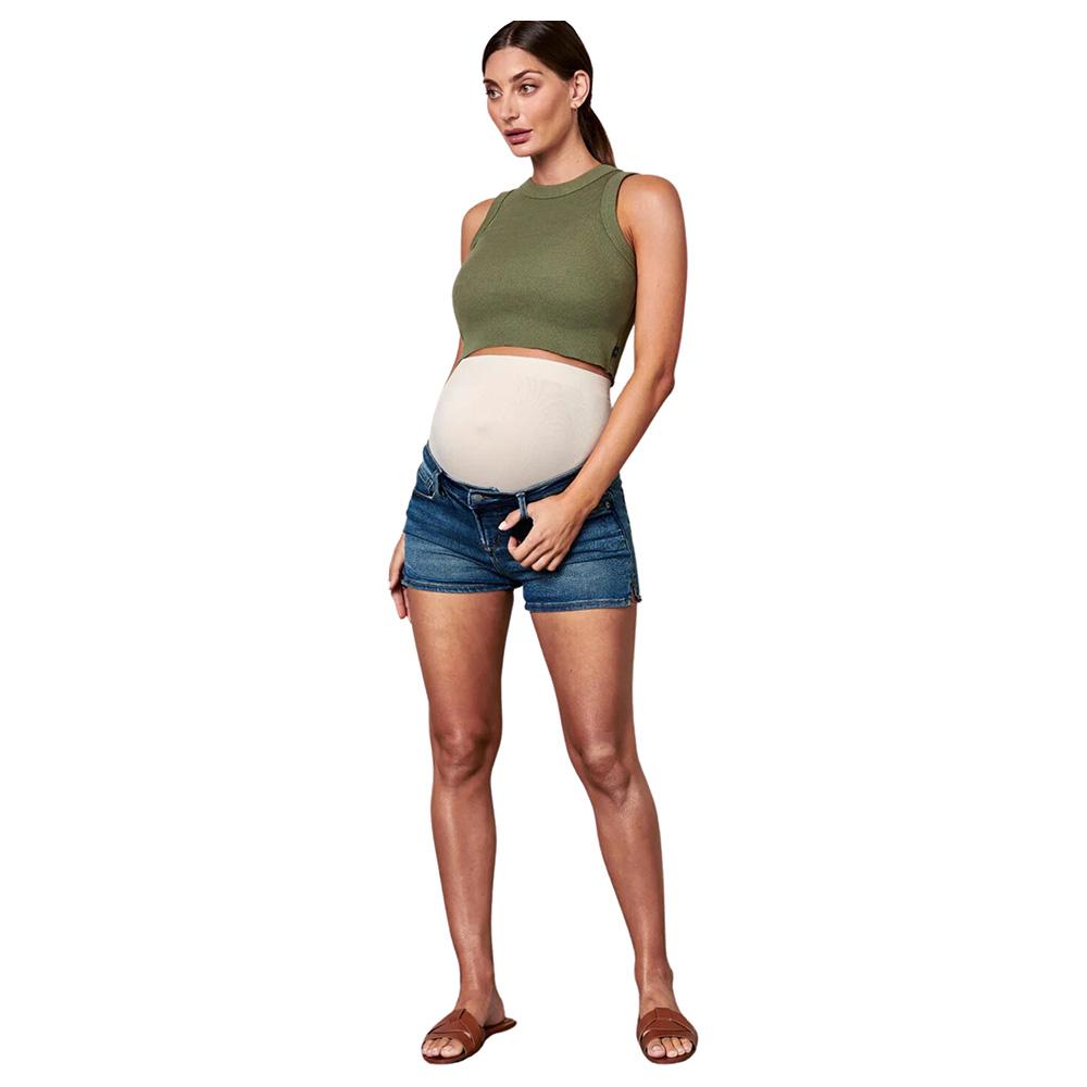 Mums & Bumps - Blanqi - Maternity Belly Support Denim Shorts - Indigo Wash