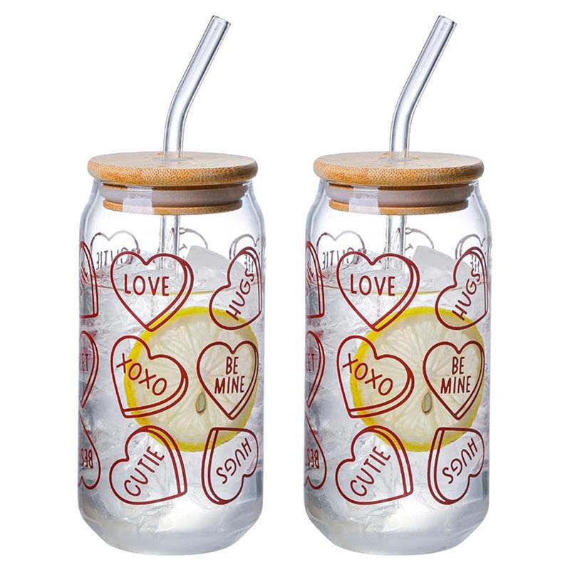 1Chase - Borosilicate Drinking Glasses - Valentine - 550 ml - Pack of 2