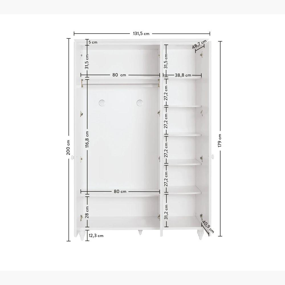 Cilek - Romantica 3 Doors Wardrobe - White