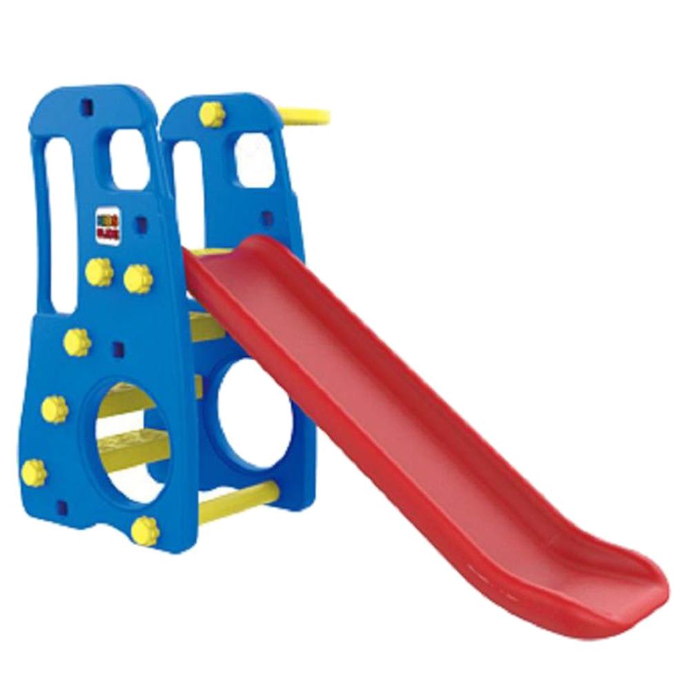 Factual Toys - 3-In-1 Funny Slide With Basketball - Blue/Red