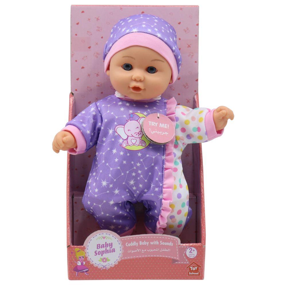 Toy School - Baby Sophia Cuddly Baby Doll - 12-inch - Color May Vary - 1pc